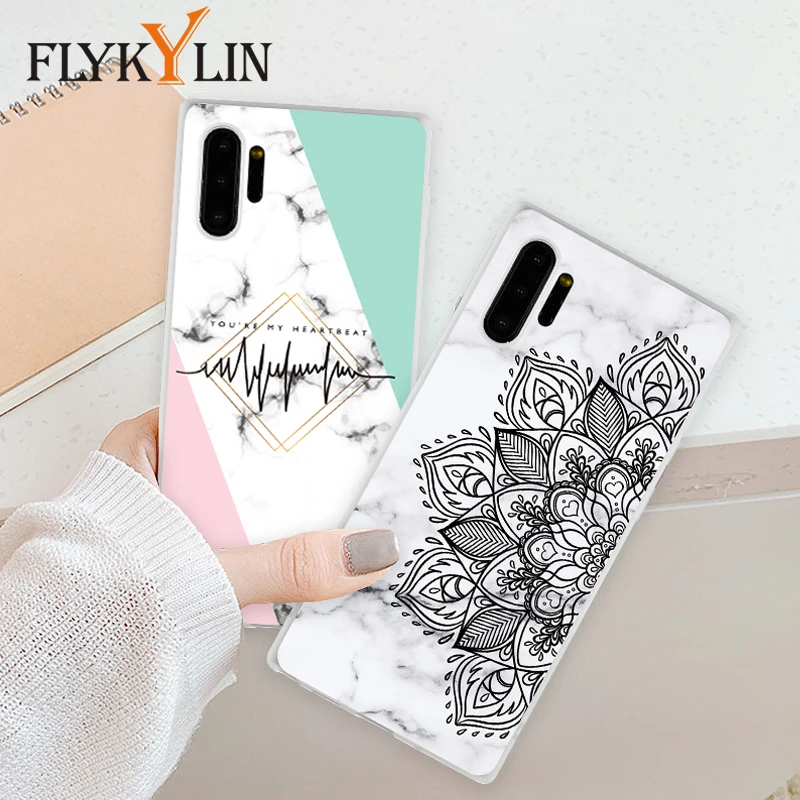 Чехол FLYKYLIN для samsung Galaxy Note 10 Plus 9 S10 S10e S9 S8 S7 Edge задняя крышка на цветок мрамор ТПУ