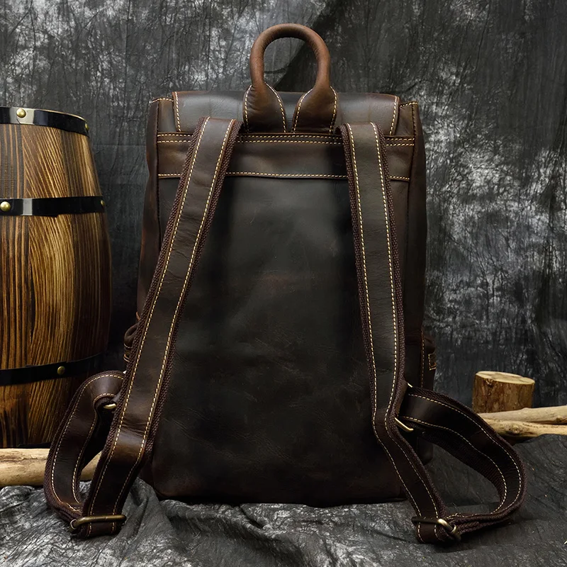 Camping genuine leather thick backpack for outdoor activities45