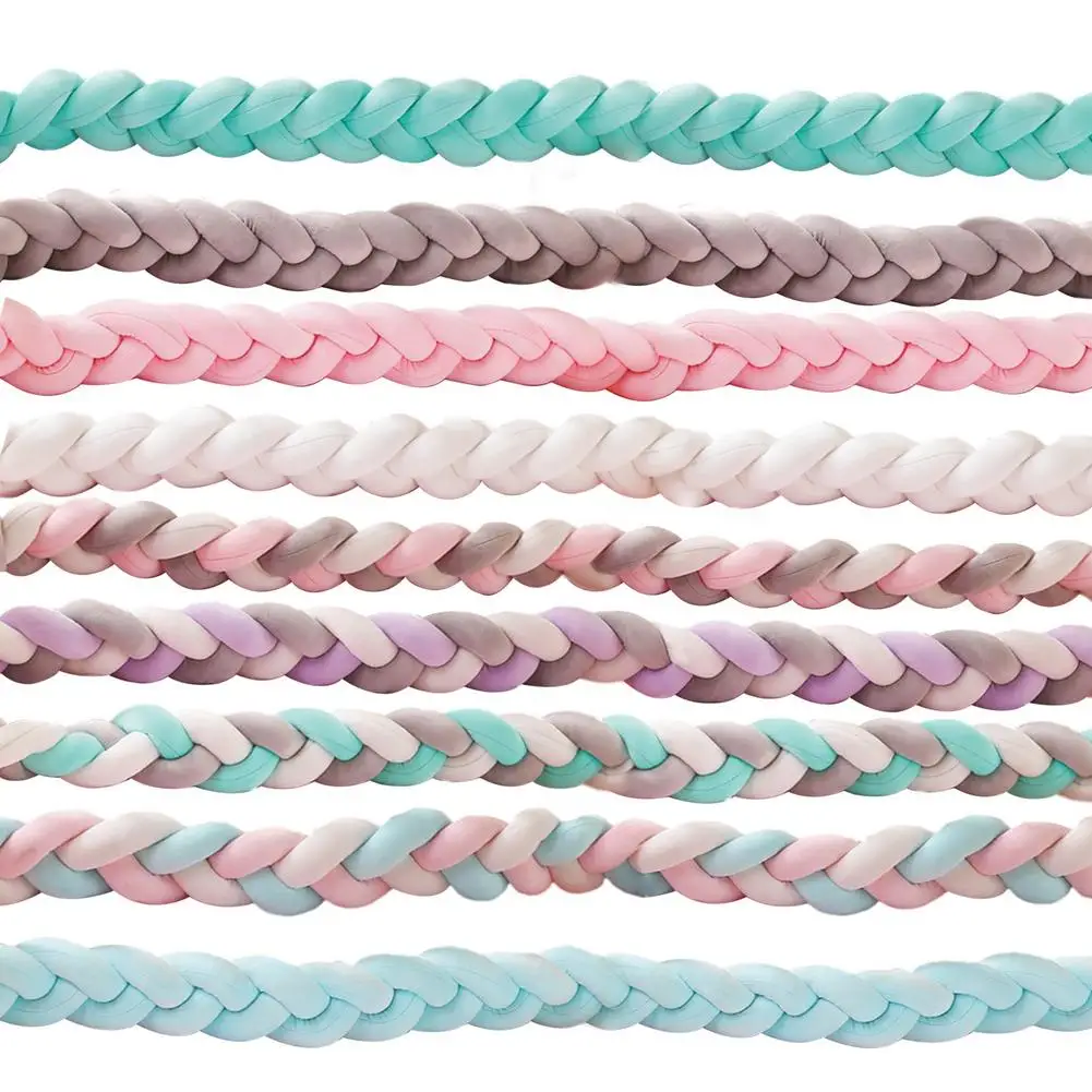 Bed Barrier 2.2M Baby Bed Bumper Soft Twist Braid Knot Infant Pillow Cushion Bumper Protective Cradle Cot Room Decor
