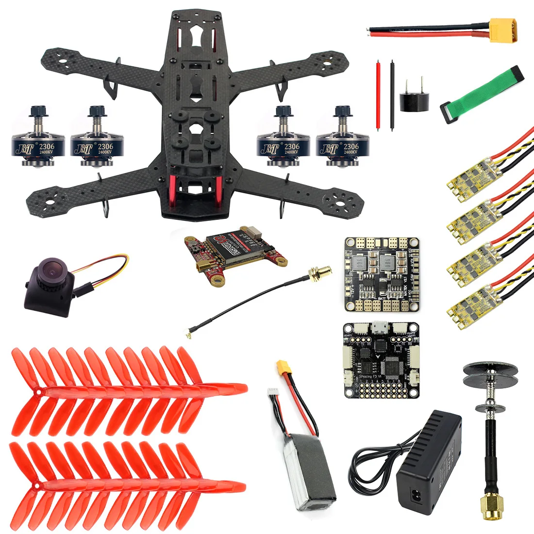 DIY 250 полный комплект FPV Квадрокоптер камера Дрон мм рамка из углеродного волокна