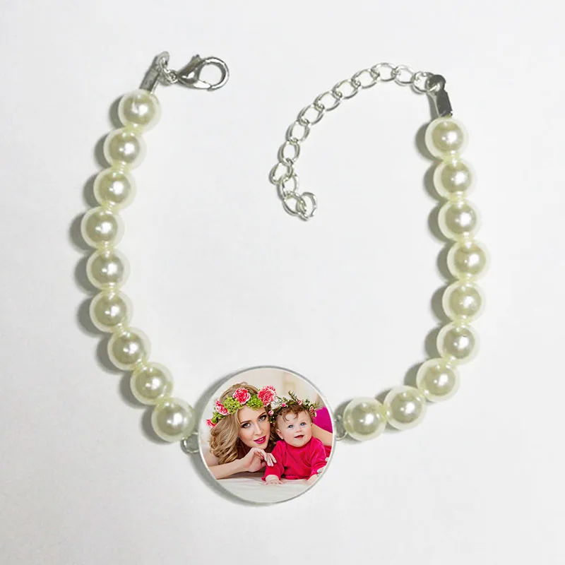 Персонализированные пользовательские фото или текста DIY Стекло кабошон с браслет из бисера отправить вам по своему усмотрению Семья браслет с портретом Частный заказ C1