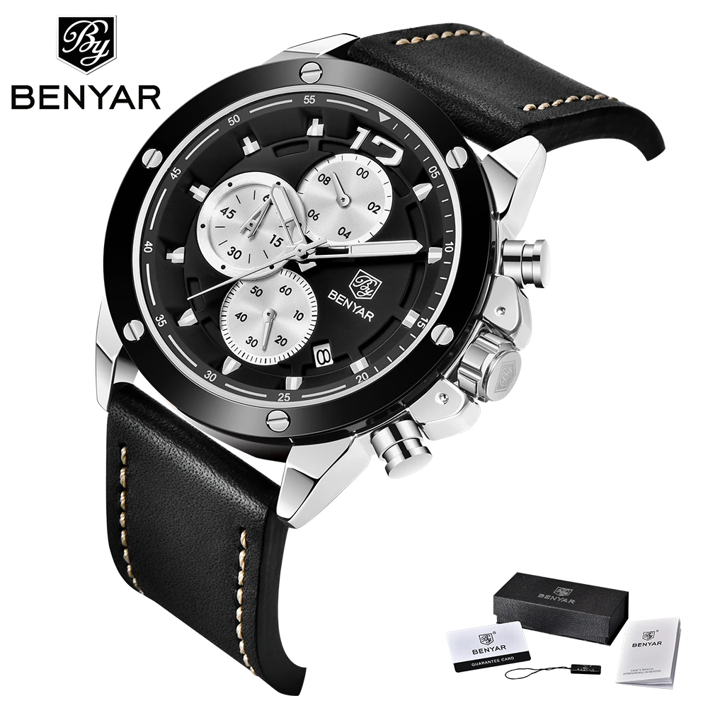2020 New Relogio Masculino BENYAR Top Luxury Brand Men's Watches Multifunction Quartz Sport Chronograph Watches Men Wrist Watch 