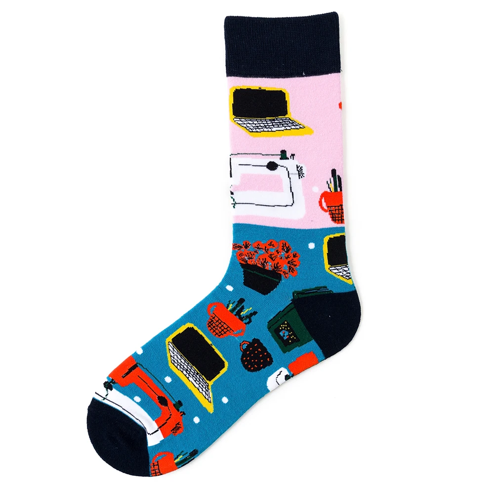 Женские хлопковые носки хлопчатобумажные забавные носки теплые носки толстые носки happy art Зимние носки милые носки с принтами женские Носки с рисунком - Цвет: color 4