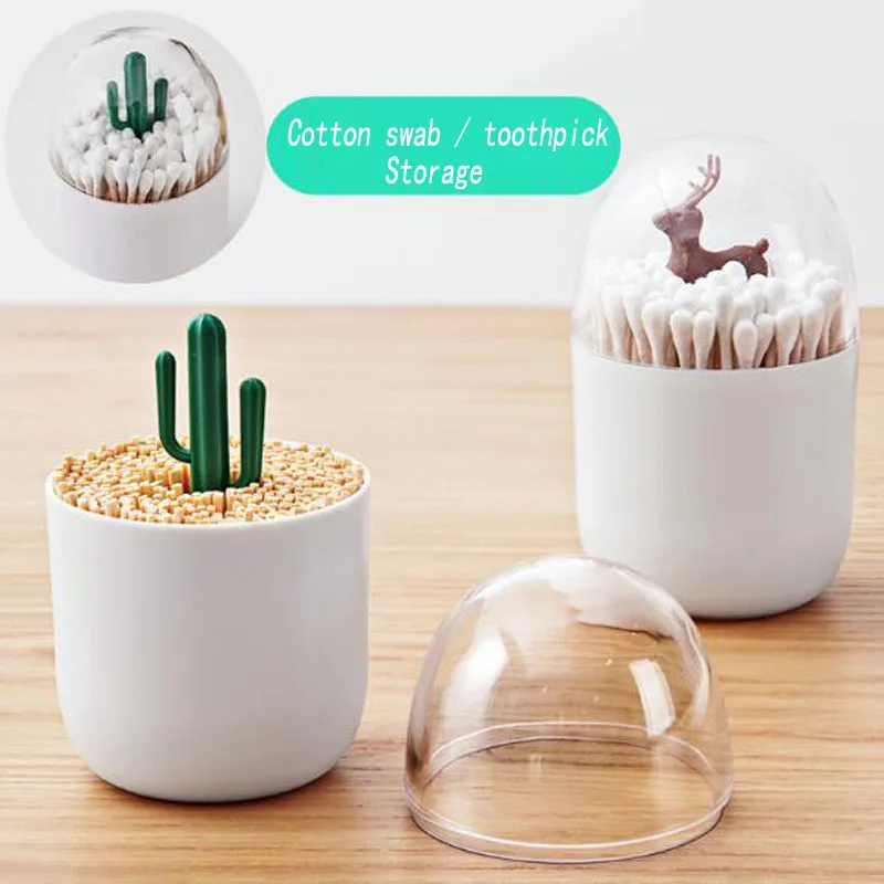 

New Cute Design Cotton Swab Toothpick Container Cosmetic Multifunctional Round Makeup Organizer Jewelry Storage Box Holder
