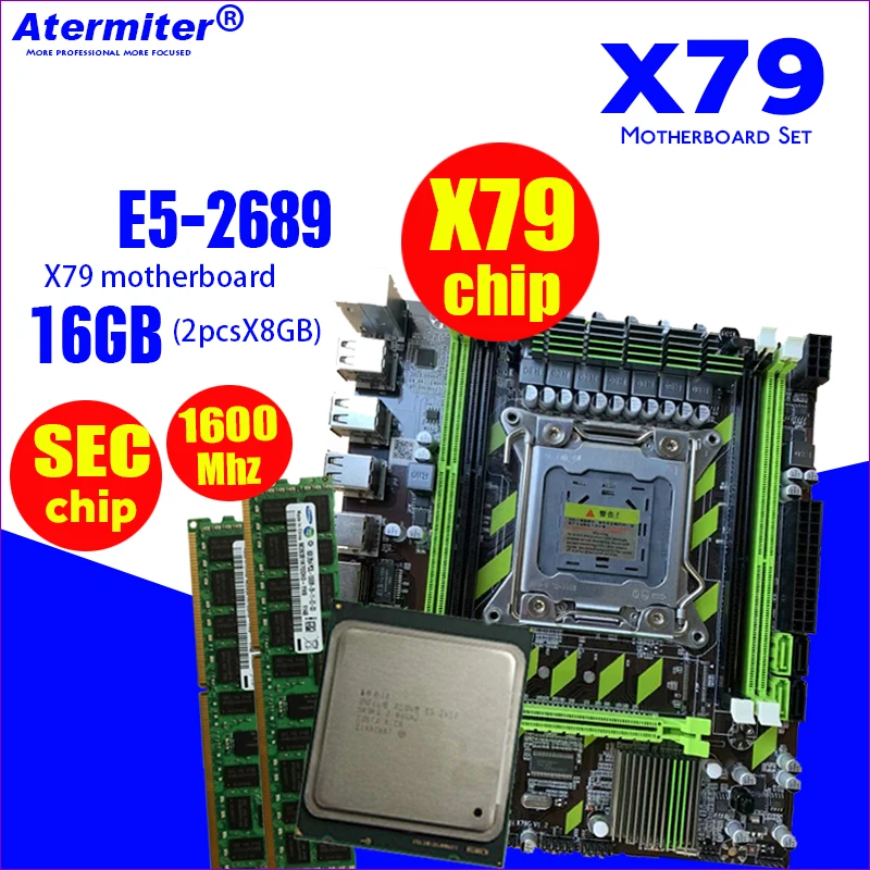 Atermiter X79 X79G материнская плата LGA2011 комбо E5 2689 Процессор 2 шт. x 8 ГБ = 16 Гб DDR3 Оперативная память 1600 МГц PC3 12800R