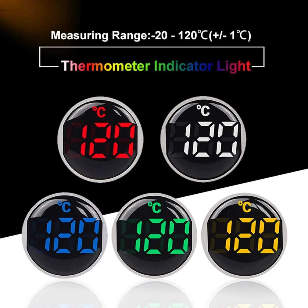 ST16C 22mm Round LED Digital Display Thermometer Temperature Meter Tester Indicator Signal Light-20-120 Celsius