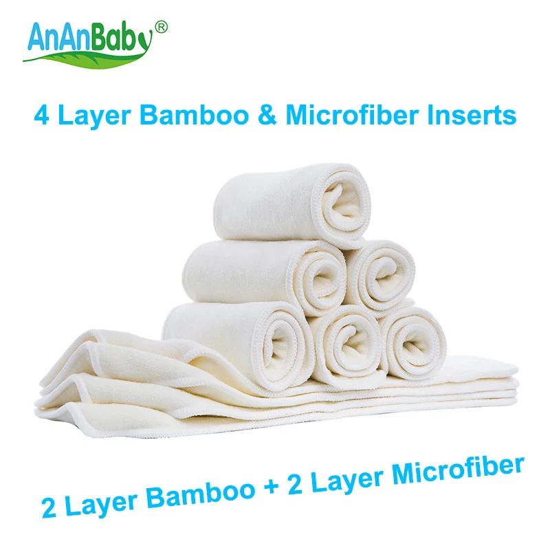 

5pcs Baby Insert Bamboo Blend Inserts 4 Layers Reusable Insert Bamboo Liner Inserts For Baby Pocket Diaper Cover Size 14x35CM