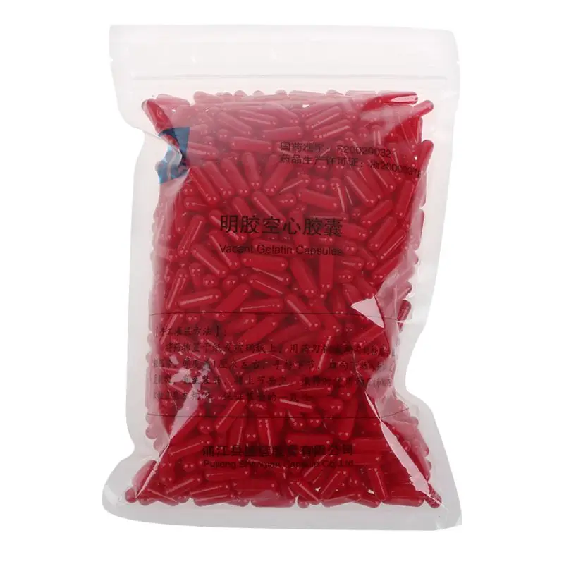 

1000 Red Gelatin Empty Capsules Hollow Gelatin Capsules Empty Pill Capsule 0#