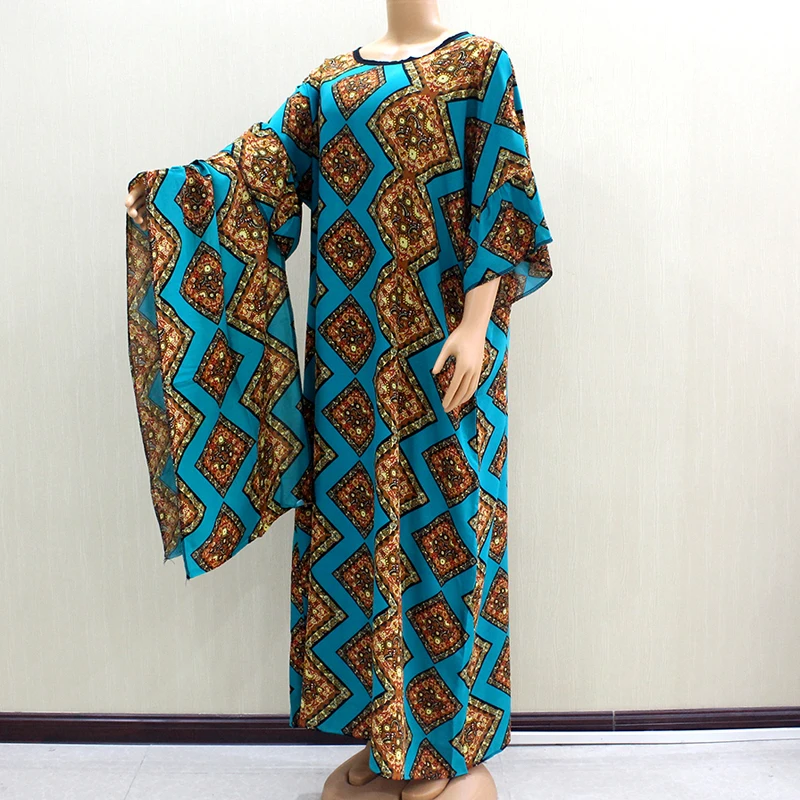 Разноцветные элегантные гофрированные женские платья Boho с коротким рукавом зимние Африканские модные макси платья с шарфом
