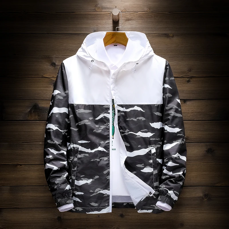 

Spring new chamarra hombre thin color marynarka matching hooded windbreaker jackets roupas men's casual camouflage jacket Coat