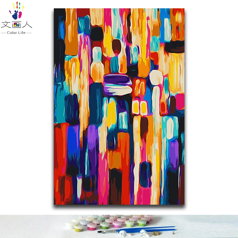 7376 colorful block3 Diy картины раскраска картины по номерам на холсте Кандинский абстрактный красный зонтик произведение искусства цветной блок ручной работы для hoom декора - Цвет: 7376 colorful block3