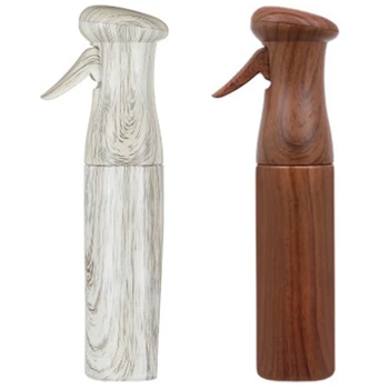 

2Pcs Barber Hairdressing Empty Spray Bottle Special Pattern Refillable Mist Hair Styling Accessories - White & Brown