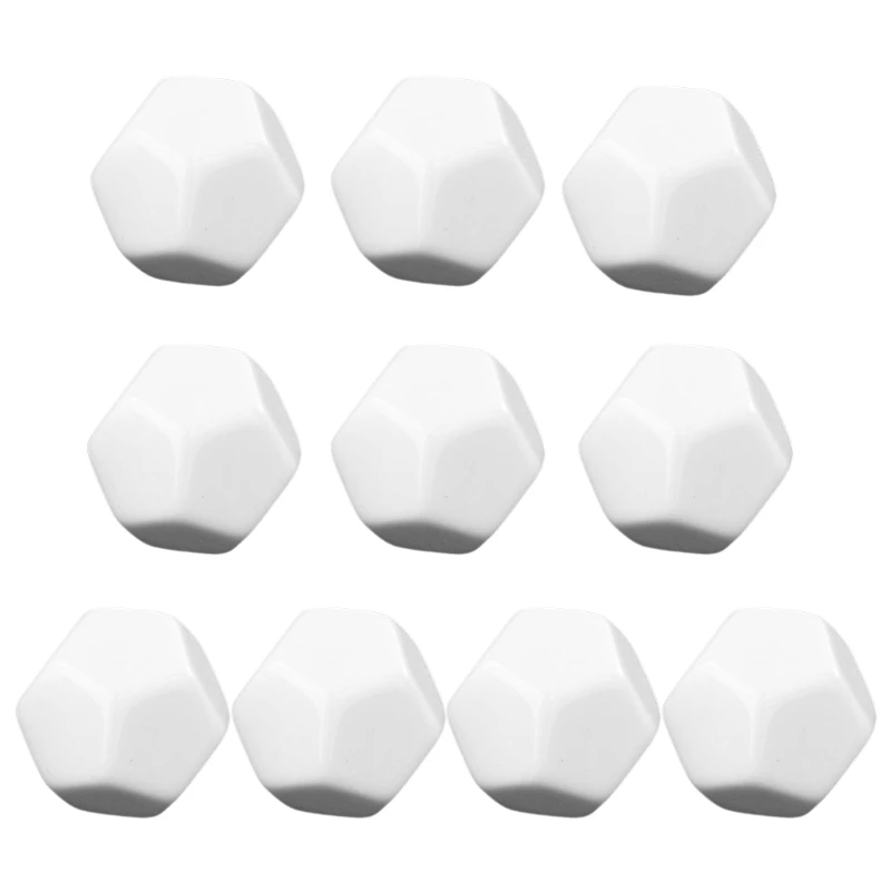 

10Pcs Acrylic Dice 12 Sided White Blank Cube Teaching Props Game Accessories