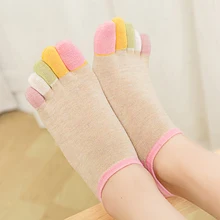 Модные дышащие носки с пальцами, носки до лодыжки Карамельный цвет лодка носок Цвет Фул анти-скольжения массаж носки с пальцами для Для женщин