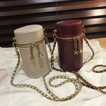 

Vintage Lozenge Bucket bags 2020 Fashion New High quality PU Leather Women's Designer Handbag Chain Shoulder Messenger Bag