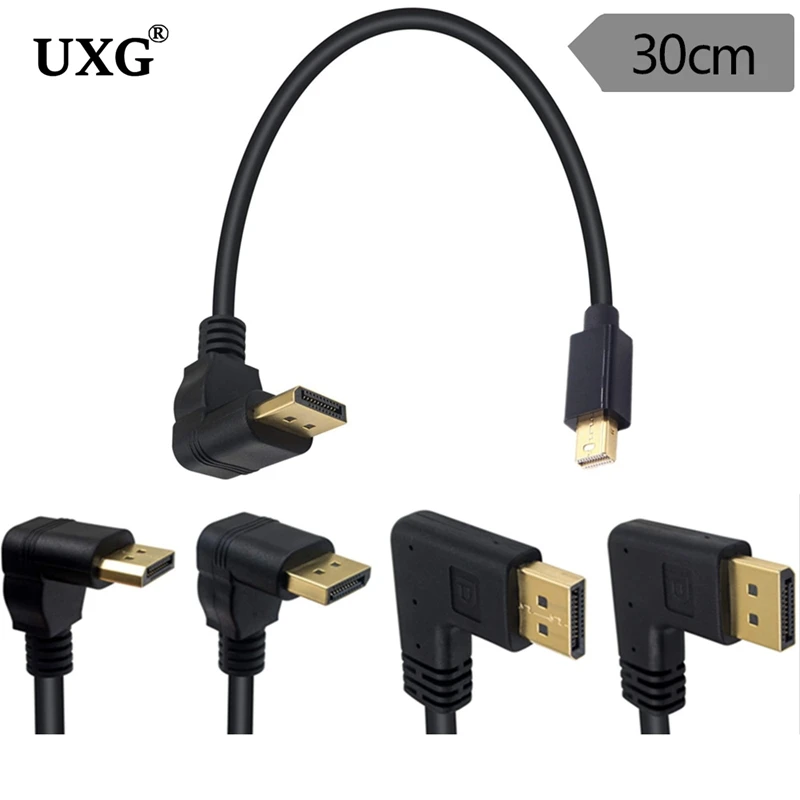 Cavo Mini Dp A Dp 60Hz 4K (Compatibile Da Thunderbolt A Dp), Displayport 90 Gradi Ad Angolo Retto (Dp) Maschio A Mini Displayport (Dp)