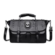 2021 New Locomotive Double Pocket Punk Style Rivet Skull Bag Large Capacity Retro Single Shoulder Bag Messenger Bag