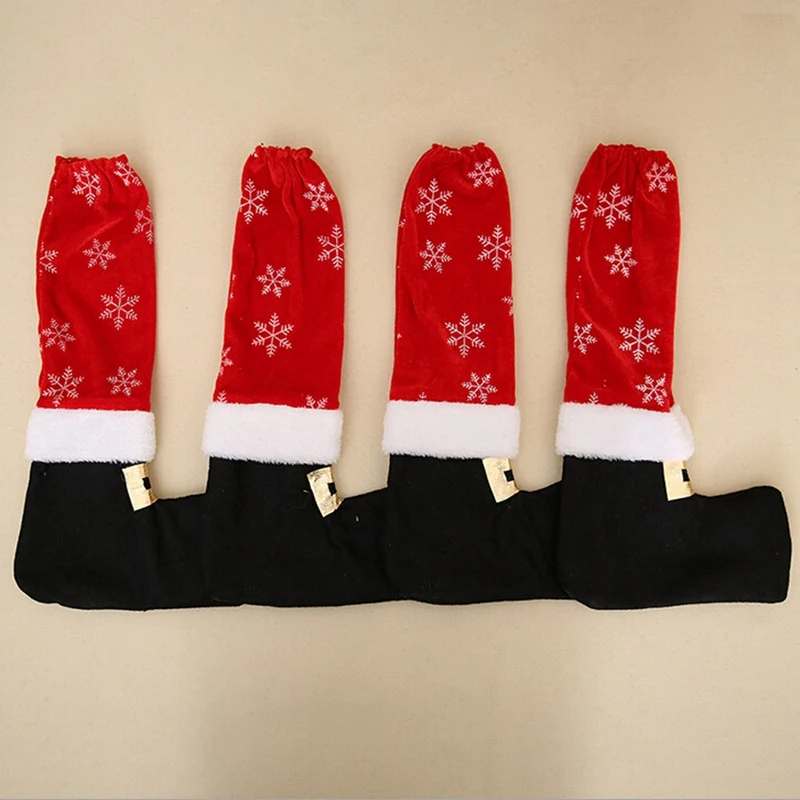 4 шт. шапка для стула Чехлы веселый рождественский подарок Xmas Декор для обеденного стула Рождественский снег сапоги рождественские украшения для дома ножка для стола Co