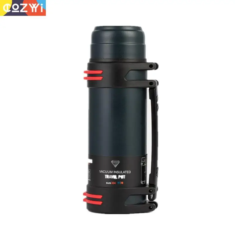 1.6l/2l/2.5l Thermos Outdoor Vacuum Flask Large Capacity Coffee Water Bottle Camping With Rope Insulation Water Bottle Cup