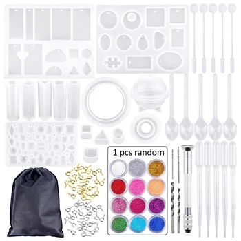 

159pcs DIY Crystal Glue Jewelry Casting Mold Mould Tools Set with 12pcs Glitter Powder for Handmade Crafts Decoration Tools