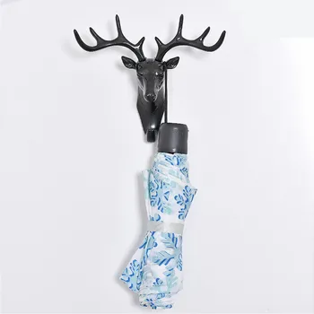 

Deer Horn Wall Mounted Hanging Hook Self Adhesive DIY Hanger Rack Elk Head Design Bag Keys Sticky Holder Organizer #
