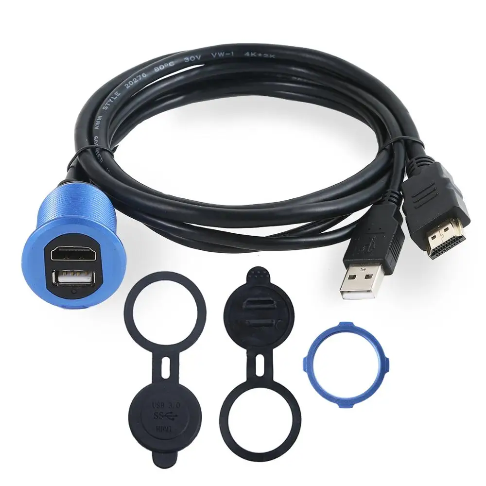 Автомобильная лодка Dash заподлицо USB мужчина к женскому+ HDMI мужчина к женскому 4k* 2k 60HZ свинцовый Удлинительный кабель жила монтажная панель 1 м