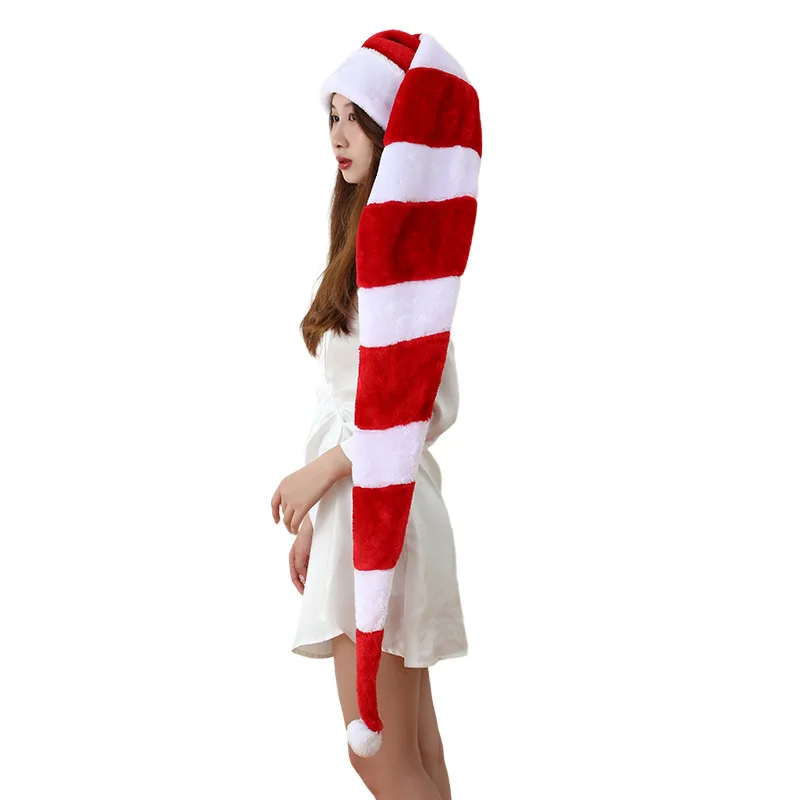 Long Christmas Santa Hat Overlength Plush Christmas Santa Claus Xmas Long-tail Cap Hat christmas beanie hat