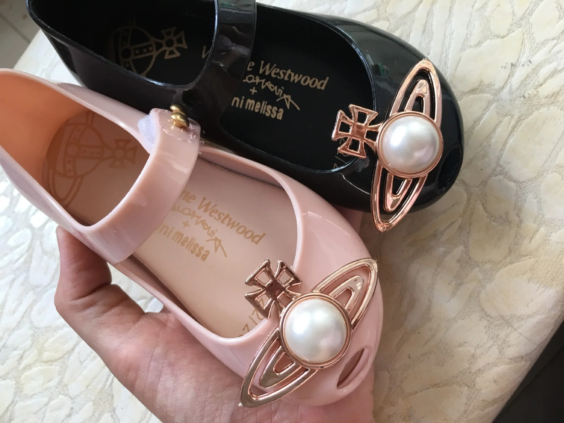 Новинка детские туфли Melissa с большим жемчугом и Сатурном желе для девочек