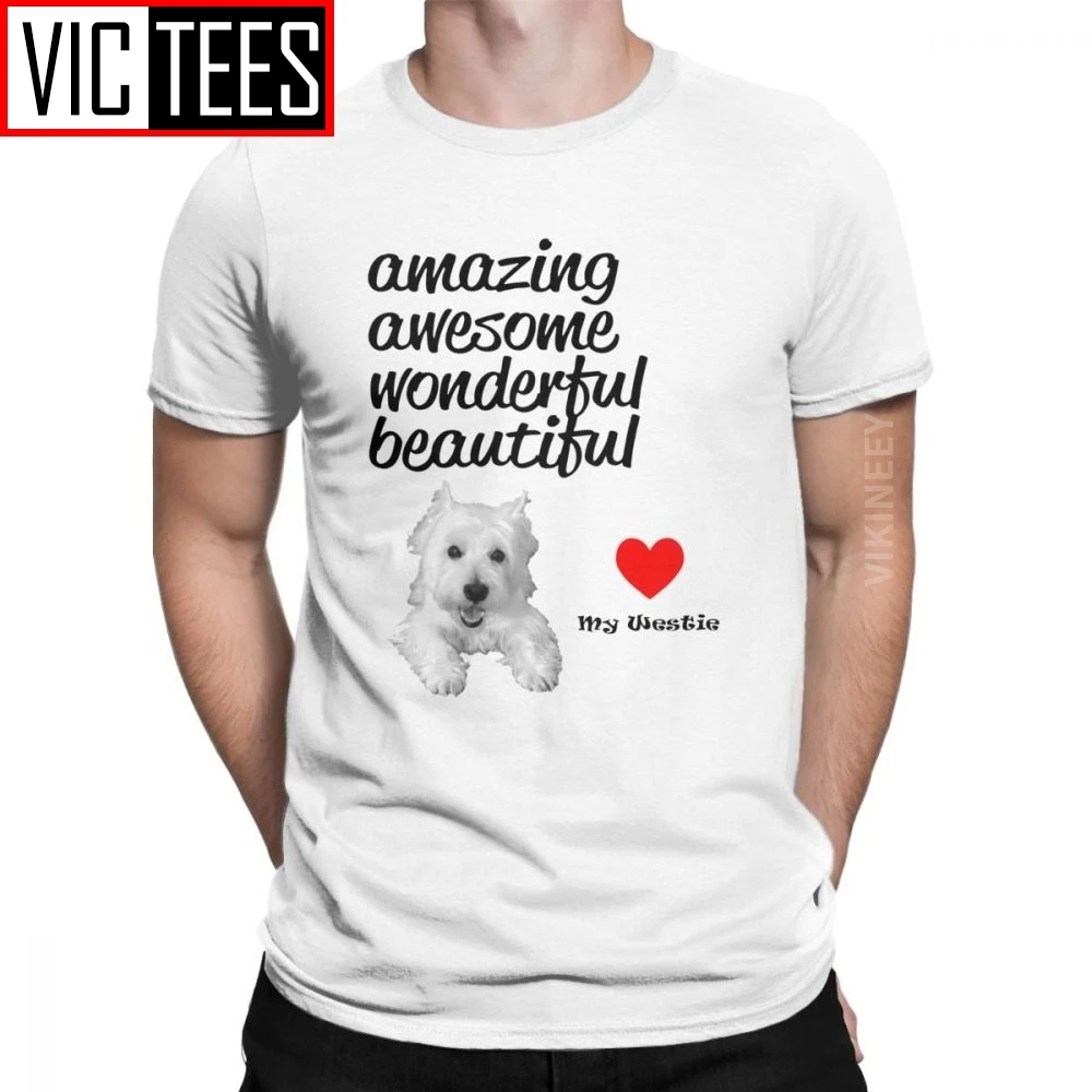 Мужская футболка West Highland White Terrier красивая хлопковая для домашних животных зимняя