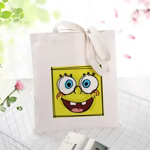 Желтая сумка с персонажем мультфильма Холст сумка хозяйственная сумка на заказ Печать текстовый логотип DIY ежедневное использование экологическая многоразовая утилизация
