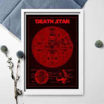 

Star Wars Death Star Redprint Art Poster Movie Canvas Painting Poster And Print Wall Art Home Decor