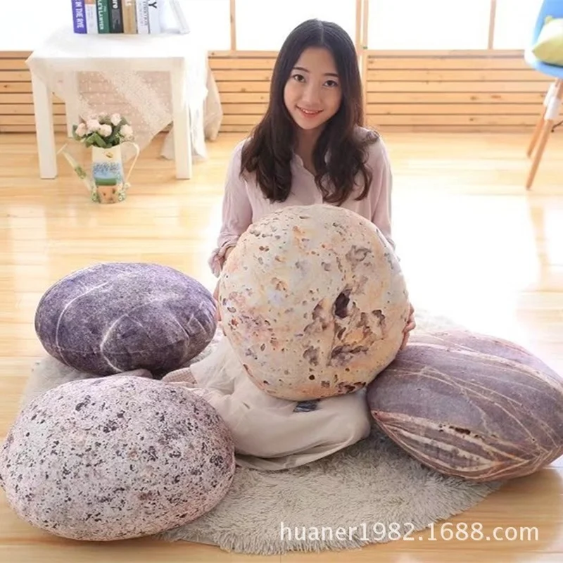 Simulation Software Pebble Pillow Feather Cotton Plush Toy Stone Funny Doll Creative Home Sofa Cushion light luxury stone plate table chair set simple modern home living room small apartment high end balcony small tea table