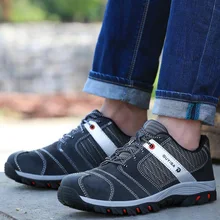 Безопасная обувь и головные уборы; мужские туфли-оксфорды со стальным носком на низкой подошве; обувь для работы; Нескользящая дышащая сетчатая обувь; походная одежда; DXZ0066