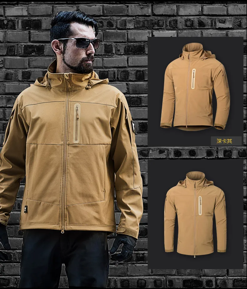Тактическая водонепроницаемая куртка Softshell для походов Мужская Уличная
