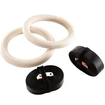 

28mm Wooden Exercise Fitness Gymnastic Rings Arm Body Up Exercise Fitness Muscle Pull Ups Rings