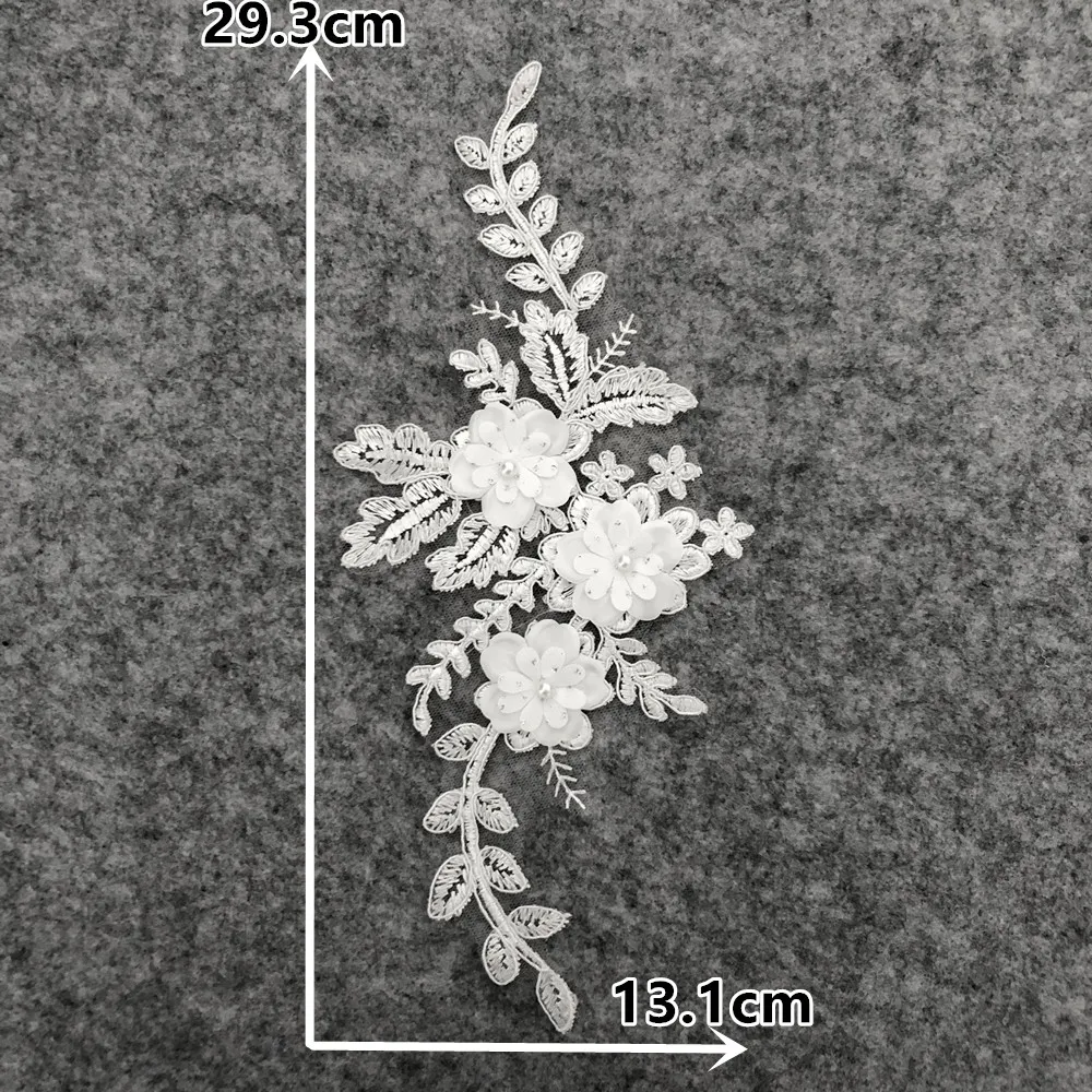 Новая белая вышивка ногтей бисера цветок кружева декольте Ткань DIY кружевной воротник тканевый швейная аппликация Одежда Поставки ремесла