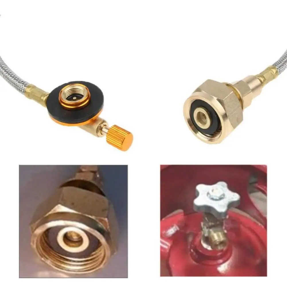 Flat Gas Tank Inflation Valve For Outdoor Stoves Conversion Joints Camping Gas Tanks Outdoor Camping Hiking Supplies Copper