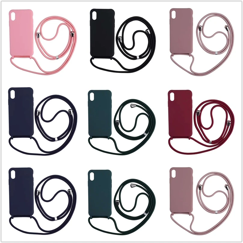 Necklace Lanyard Silicone Crossbody Phone Case for iPhone 12 11 13 Pro Max Mini X XS MAX XR 7 8 Plus Strap Cord Chain Back Cover iphone 12 pro max clear case