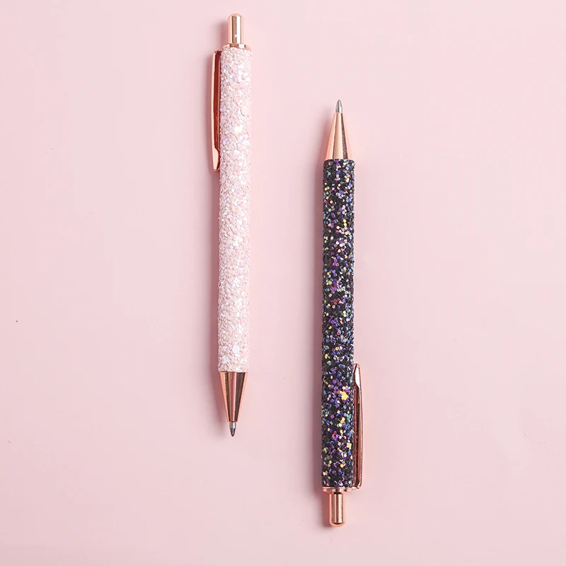 Bolígrafo de cristal con lentejuelas brillantes, 0,5mm, negro, para rellenar bolígrafo, escuela, oficina, papelería, herramienta de escritura para estudiantes, bolígrafo de Gel de trabajo