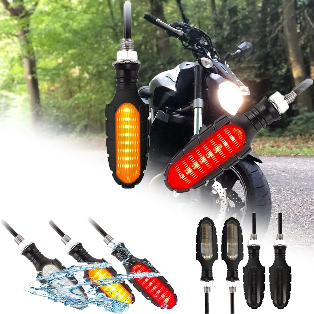 REALZION de la motocicleta del LED de advertencia de señal de vuelta de luz delantera trasera luz intermitente agua Indicador de luz trasera con decodificador