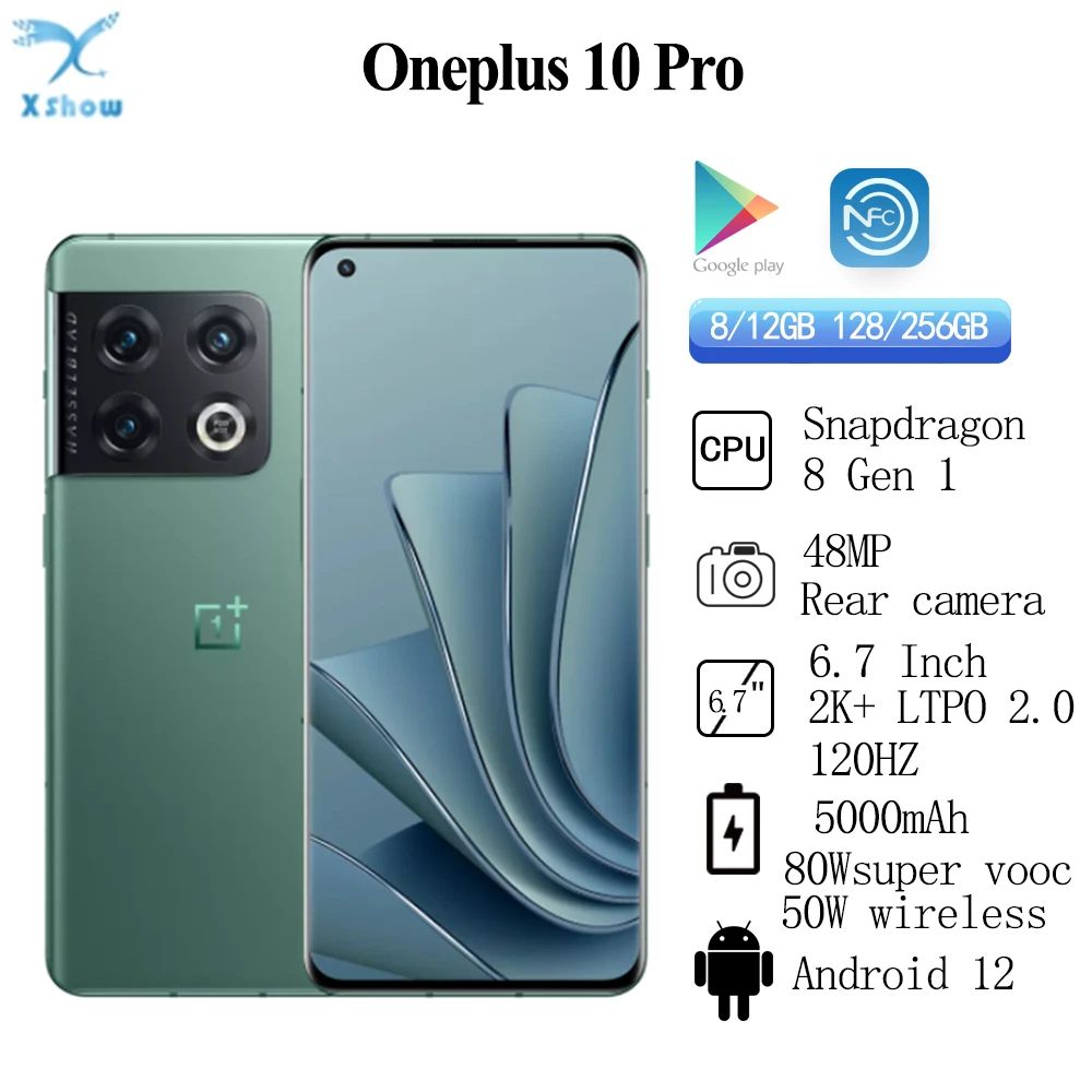 Оригинальный смартфон OnePlus 10 Pro 5G Snapdagon 8Gen 1 5000Amh 80 Вт SuperVooc 6 7 дюймов 2K LTPO 2 0 120 Гц 48 Мп