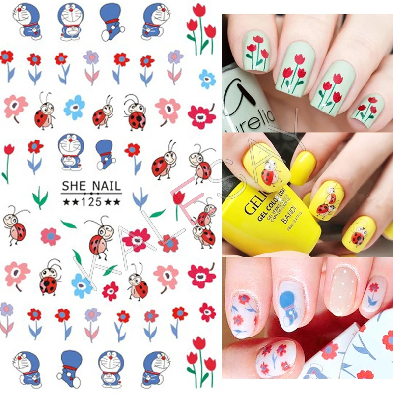 

Japanese Cartoon Ladybird Cat Nail Art Stickers for Manicure Decoration Decals for Design Nail Stickers Adhesive for Nail Foil