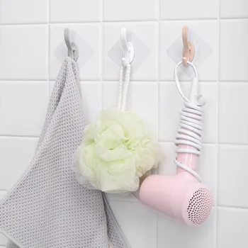 

Strong Seemless Punched-Free Hook Transparent Sticky Hook Stall Product Hanging Coat Hook Bathroom Kitchen Adhesive Hook