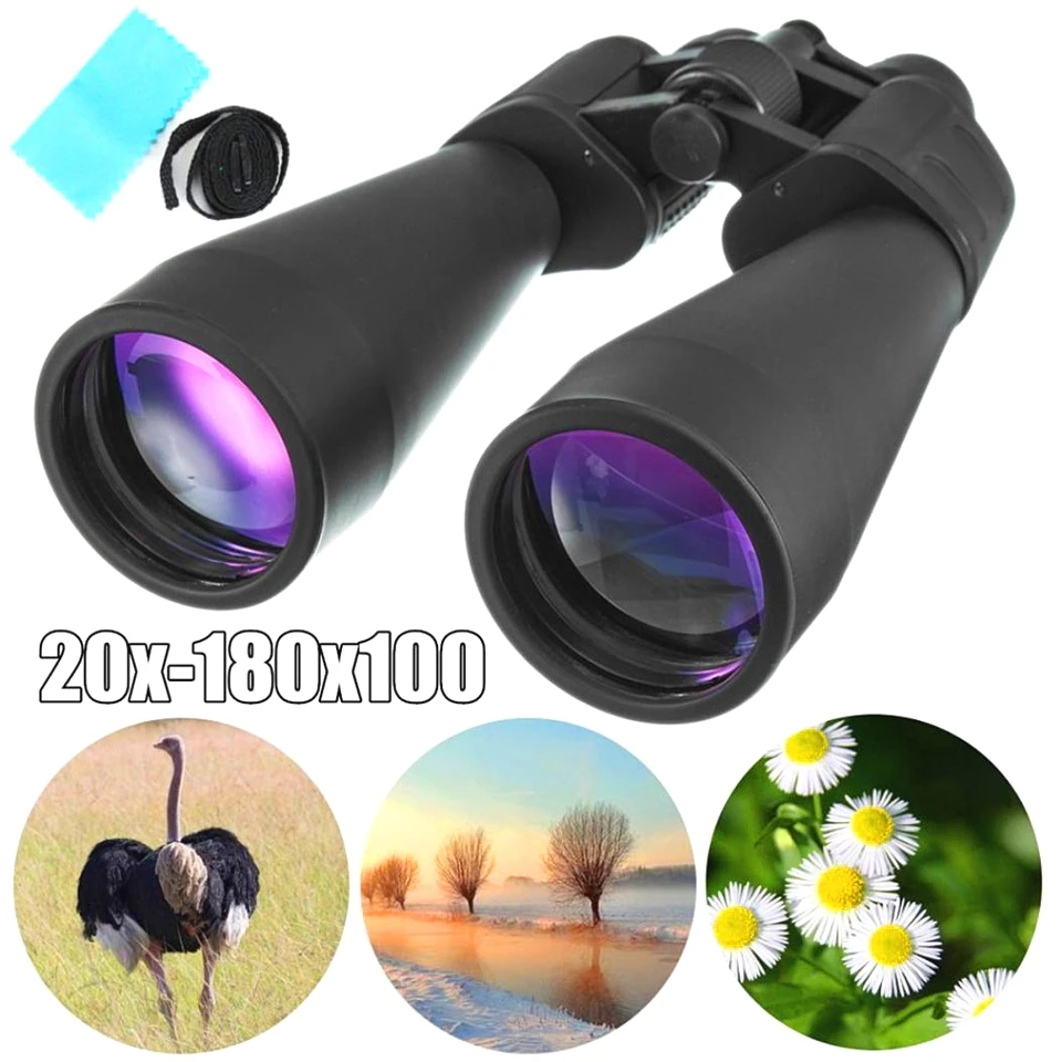big powerfull binoculars 20-180x100 zoom telescope HD Optical Lens Wide-angle Long Range Binocular Eyepiece Lll Night Vision