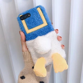 

Phone Case For Iphone 11 Pro MAX 11 Pro Silicone Cover Furry Cartoon Plush Soft Warm case for iphone XS XR 8plus 7 Cute Dolls