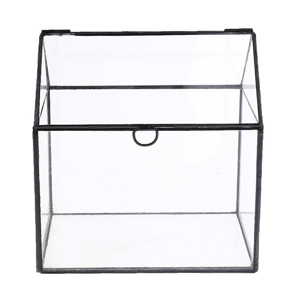 House Shape Clear Glass Geometric Terrarium Box Tabletop Succulent Plant Planter Fern Moss