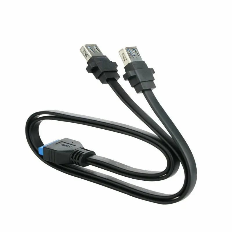 USB 3.0 Dual Ports A Female Mount to Motherboard 20pin Header Cable Cord 30/50cm  Supports data transfer speeds up to 5Gbps.