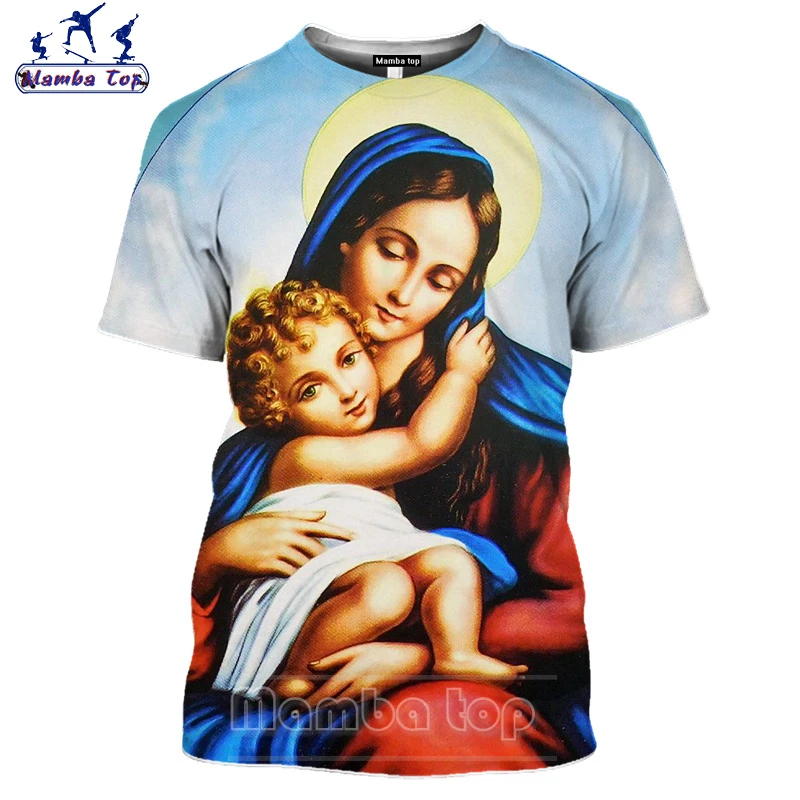 Mens Virgin Mary Tshirt, Jesus Men's T-shirts