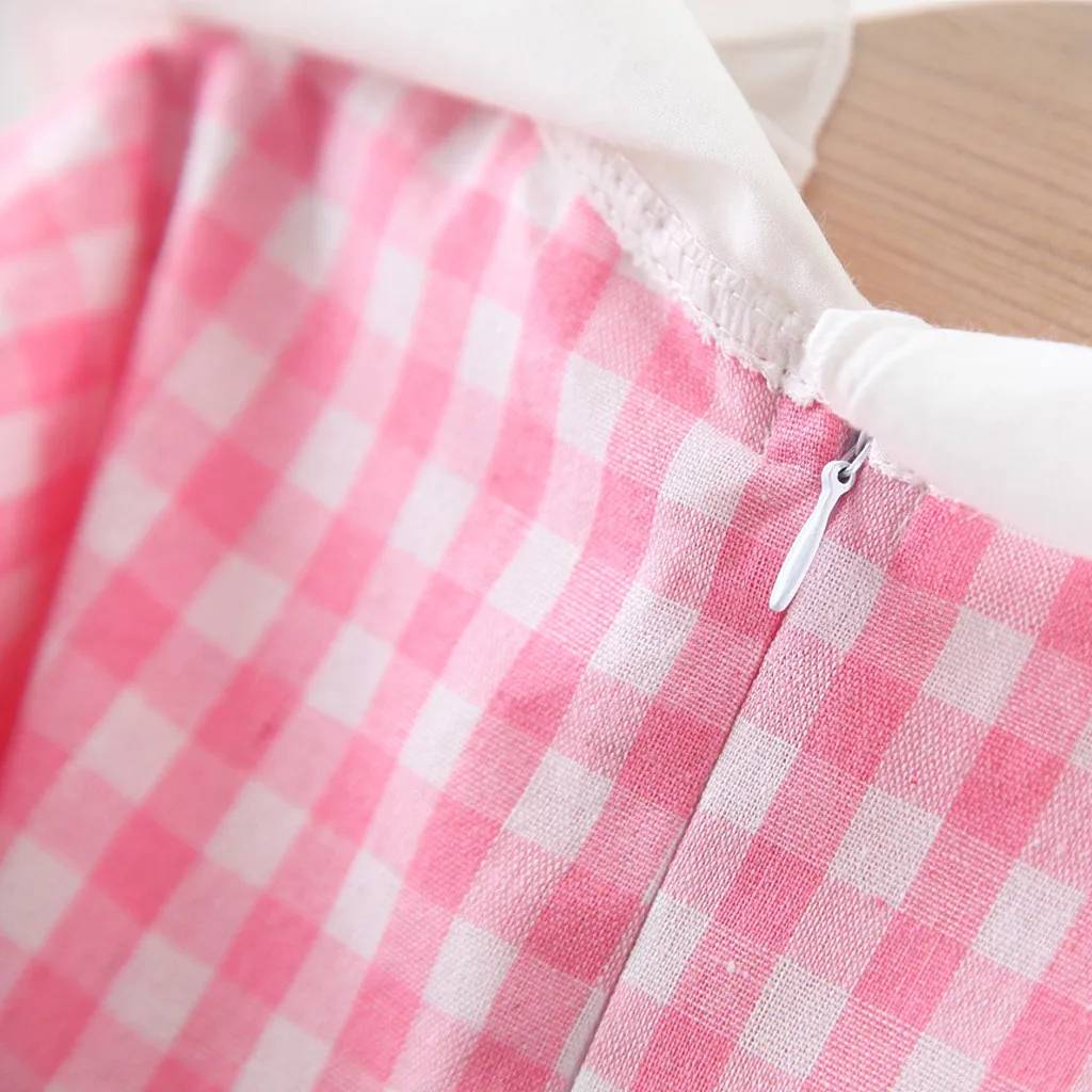 Детские платья для девочек; платье vestidos vestido infantil; Одежда для девочек; vestido; кружевное с рюшами для маленьких девочек; в клетку; вишня; Z4