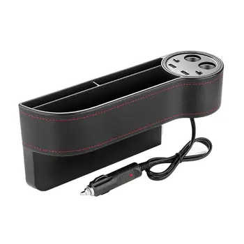 

Car Seat PU Leather Side Pocket Car Seat Storage with 2 USB Chargers and 2 Light